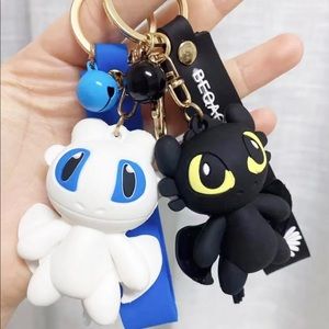 NEW Dragon Keyfob Car Keyring Toothless Keychain Light FuryKey Chain Ring Gift